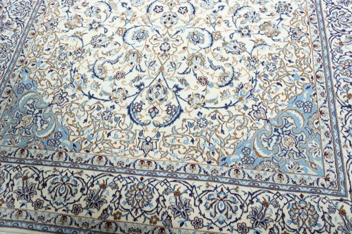 Close-up detail of 2000s Nain rug from Iran / Persia showing Wool weave
