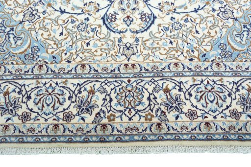 Full view of 2000s Nain rug from Iran / Persia, 300 × 205 cm in Beige tones