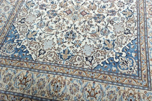 Close-up detail of 2000s Nain rug from Iran / Persia showing Wool weave