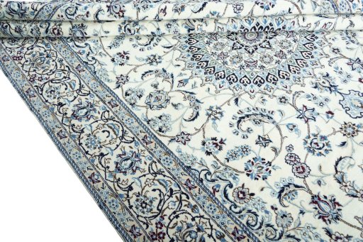 Close-up detail of New Nain rug from Iran / Persia showing Wool weave