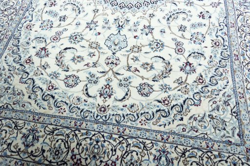 Close-up detail of New Nain rug from Iran / Persia showing Wool weave