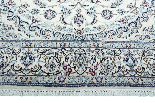 Full view of New Nain rug from Iran / Persia, 353 × 242 cm in Beige tones