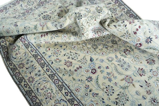 Surface texture of New Nain rug with natural Wool and intricate pattern