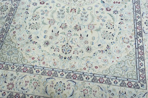 Close-up detail of New Nain rug from Iran / Persia showing Wool weave