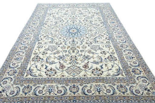 Surface texture of New Nain rug with natural Wool and intricate pattern