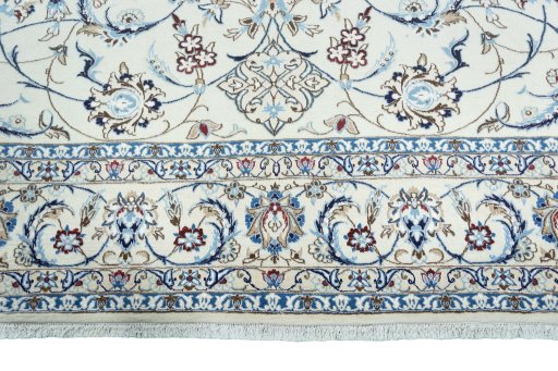 Full view of New Nain rug from Iran / Persia, 360 × 245 cm in Beige tones