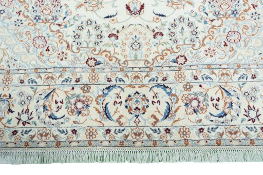 Full view of 2000s Nain rug from Iran / Persia, 309 × 198 cm in Beige tones