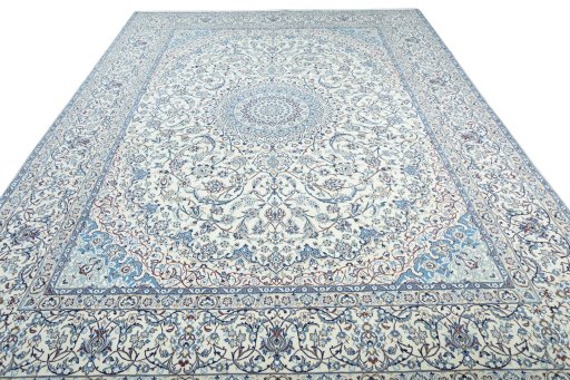 Surface texture of New Nain rug with natural Wool and intricate pattern