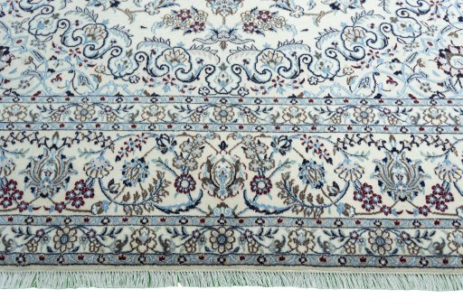 Full view of 2000s Nain rug from Iran / Persia, 350 × 243 cm in Beige tones