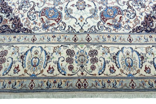 Full view of New Nain rug from Iran / Persia, 342 × 204 cm in Beige tones