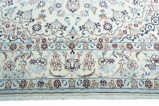 Full view of 2000s Nain rug from Iran / Persia, 306 × 208 cm in Beige tones
