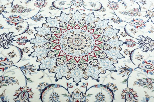 Central medallion detail of 2000s Nain rug from Iran / Persia