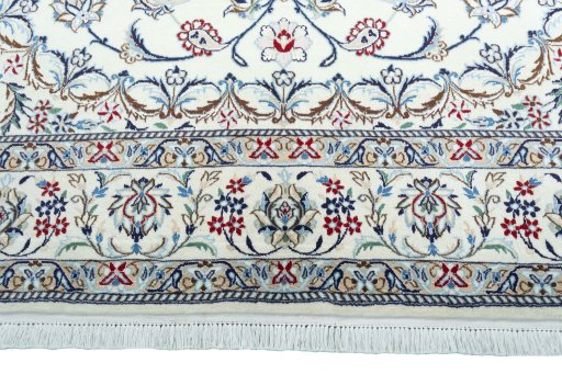 Full view of 2000s Nain rug from Iran / Persia, 308 × 198 cm in Beige tones