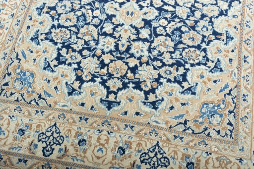 Close-up detail of 2000s Nain rug from Iran / Persia showing Wool weave