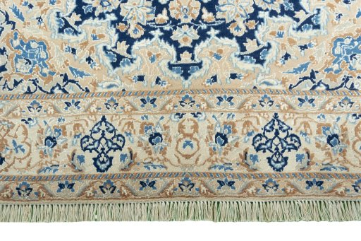 Full view of 2000s Nain rug from Iran / Persia, 175 × 117 cm in Blue tones