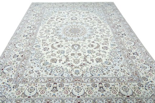 Surface texture of New Nain rug with natural Wool and intricate pattern