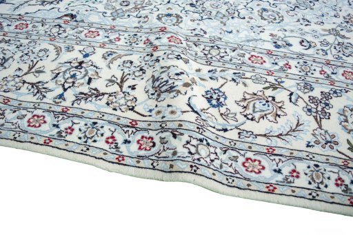 Close-up detail of New Nain rug from Iran / Persia showing Wool weave