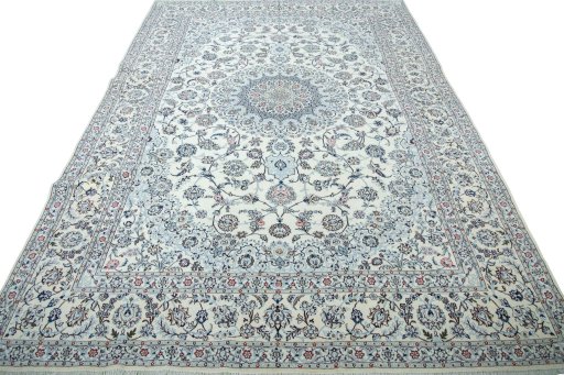 Surface texture of New Nain rug with natural Wool and intricate pattern