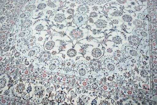 Close-up detail of New Nain rug from Iran / Persia showing Wool weave