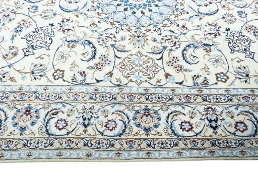 Close-up detail of New Nain rug from Iran / Persia showing Wool weave