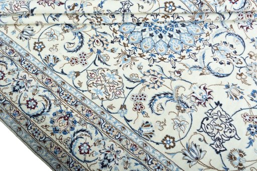 Surface texture of New Nain rug with natural Wool and intricate pattern