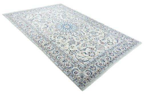 Surface texture of New Nain rug with natural Wool and intricate pattern