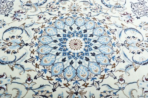 Close-up detail of New Nain rug from Iran / Persia showing Wool weave