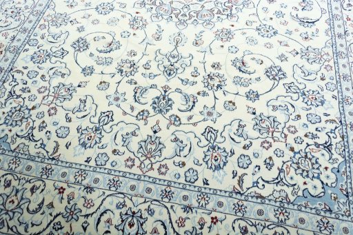 Close-up detail of New Nain rug from Iran / Persia showing Wool weave
