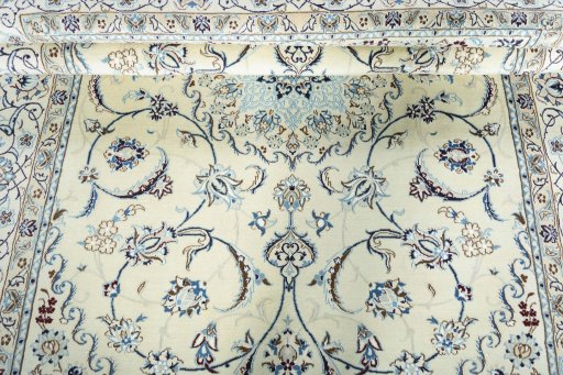 Close-up detail of New Nain rug from Iran / Persia showing Wool weave