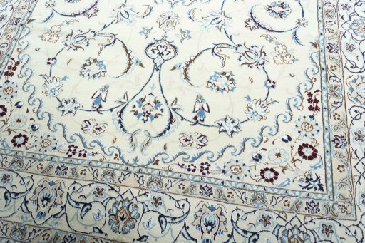 Close-up detail of New Nain rug from Iran / Persia showing Wool weave
