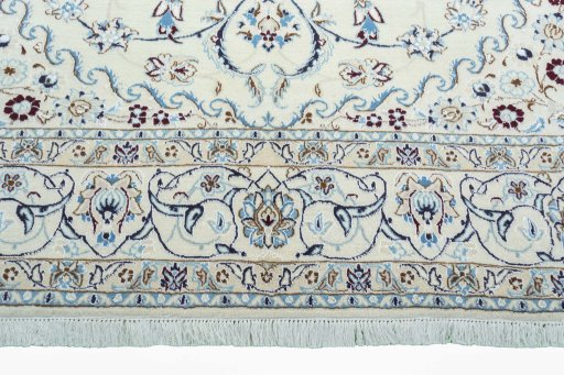 Full view of New Nain rug from Iran / Persia, 290 × 204 cm in Beige tones