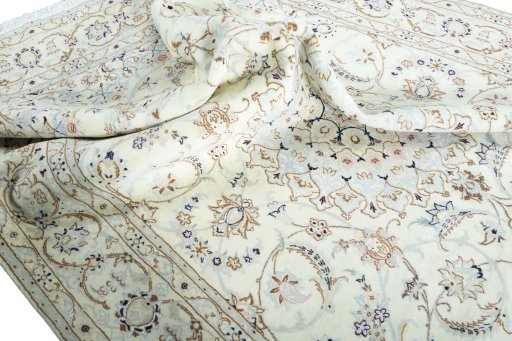 Surface texture of New Nain rug with natural Wool and intricate pattern