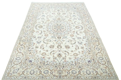 Surface texture of New Nain rug with natural Wool and intricate pattern