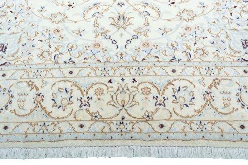 Full view of New Nain rug from Iran / Persia, 315 × 206 cm in Beige tones