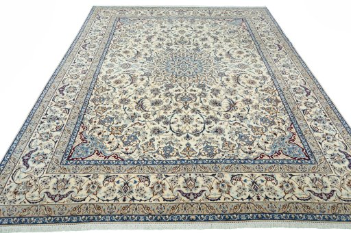 Surface texture of New Nain rug with natural Wool and intricate pattern