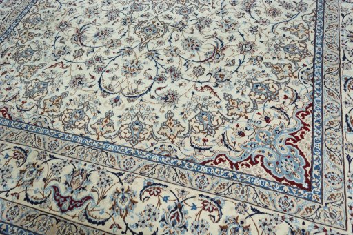Close-up detail of New Nain rug from Iran / Persia showing Wool weave