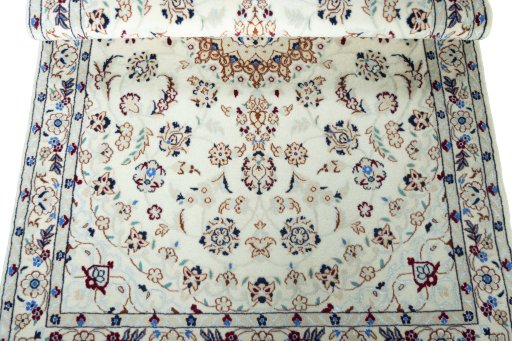 Close-up detail of New Nain rug from Iran / Persia showing Wool weave