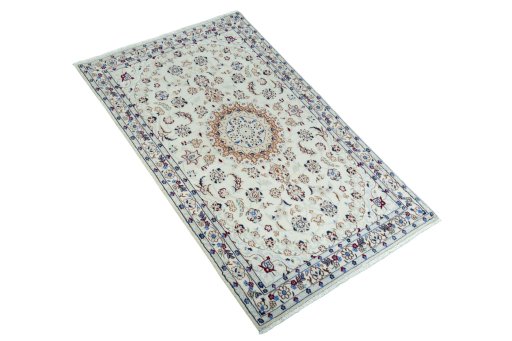 Close-up detail of New Nain rug from Iran / Persia showing Wool weave