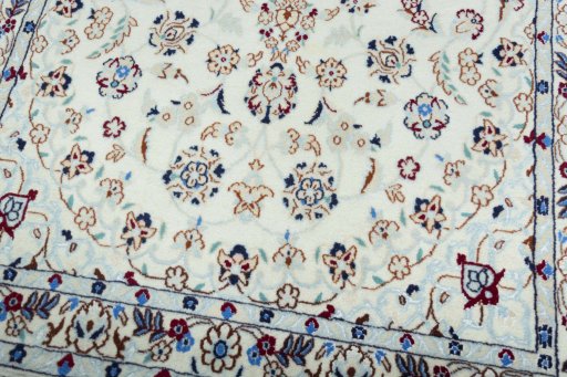 Close-up detail of New Nain rug from Iran / Persia showing Wool weave