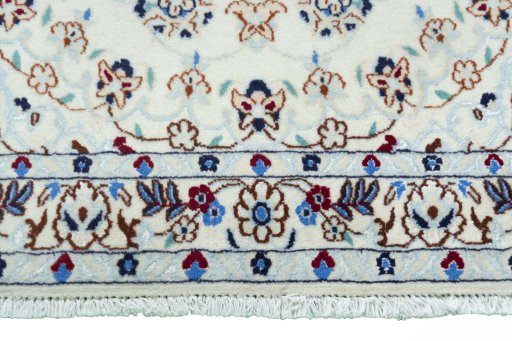 Full view of New Nain rug from Iran / Persia, 132 × 80 cm in Beige tones