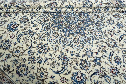 Close-up detail of New Nain rug from Iran / Persia showing Wool weave