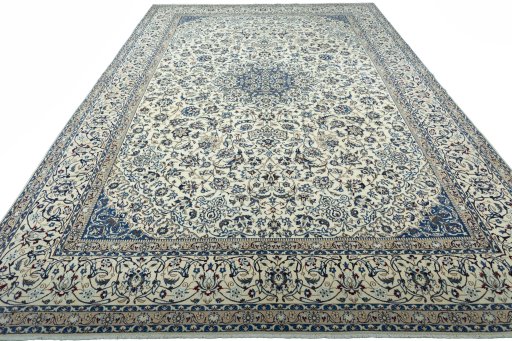 Surface texture of New Nain rug with natural Wool and intricate pattern