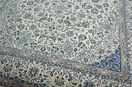 Close-up detail of New Nain rug from Iran / Persia showing Wool weave