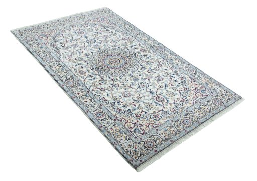 Close-up detail of New Nain rug from Iran / Persia showing Wool weave