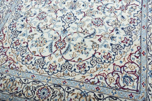 Close-up detail of New Nain rug from Iran / Persia showing Wool weave
