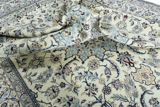 Surface texture of New Nain rug with natural Wool and intricate pattern