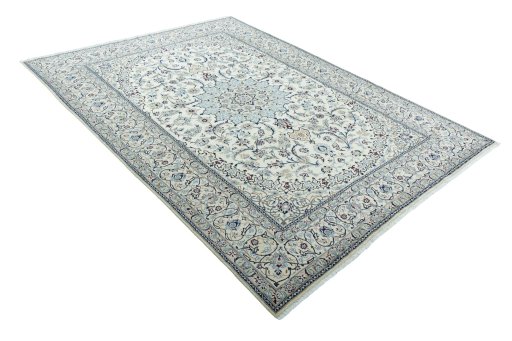 Close-up detail of New Nain rug from Iran / Persia showing Wool weave