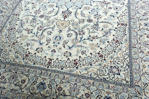 Close-up detail of New Nain rug from Iran / Persia showing Wool weave