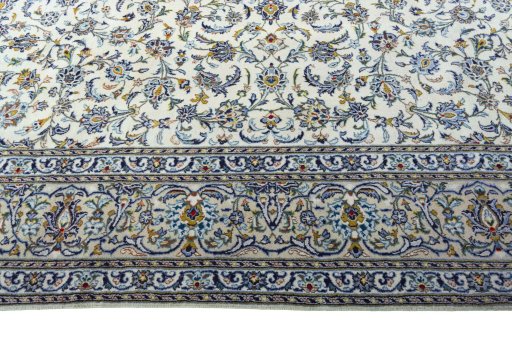 Corner detail of New Nain rug showing border pattern and Wool pile