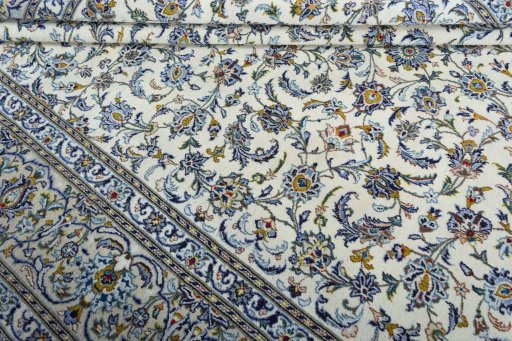 Close-up detail of New Nain rug from Iran / Persia showing Wool weave